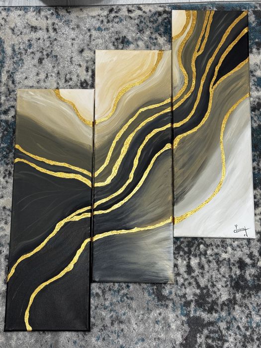 Set triplu tablou acrilic pe panza