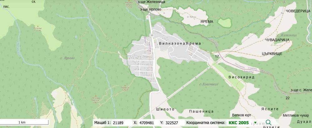Продавам 485 к.м. парцел в.з. “Ярема” местност “Високи рид”