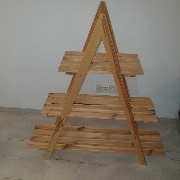 Etajera Suport flori, Stejar, 3 nivele