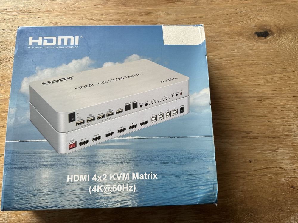 HDMI 4x2 KVM суич 4 компютъра към 2 монитора и принтер