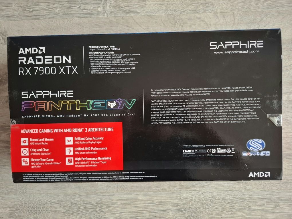 Чисто нова: SAPPHIRE AMD Radeon RX 7900 XTX Vapor-X 24GB GDDR6 Nitro+