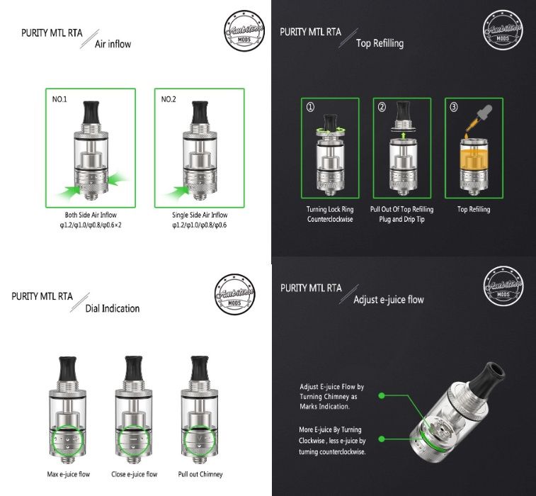 PURITY MTL RTA - Ambition Mods - negru - sigilat