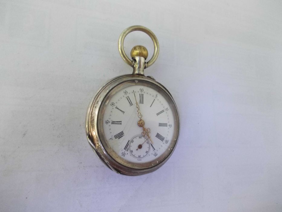Ceas vechi de buzunar defect din argint 1892