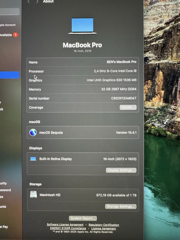 Macbook pro 16 i9 32gb 1tb 90 cicluri impecabil