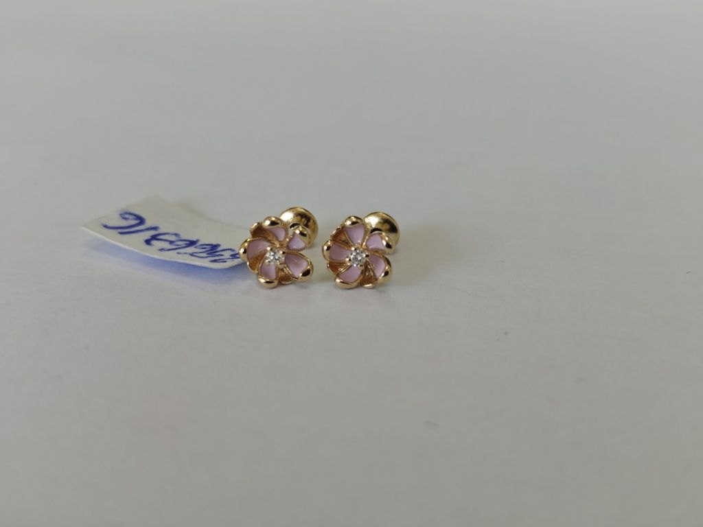 Cercei Teilor aur 14k cu diamante naturale pt copii (r)