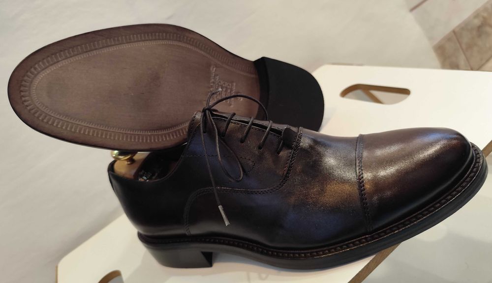 Pantofi oxford 39 39.5 cap toe Old Signature NOI piele naturala maro