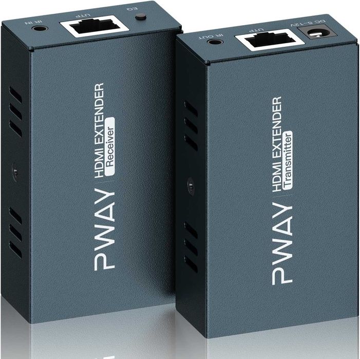PWAYTEK Extender HDMI Ethernet,Cat5e/6/7 196ft (60m/120m),1080P-60Hz