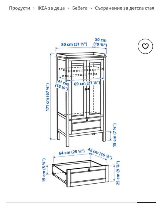 SUNDVIK IKEA гардероб детски