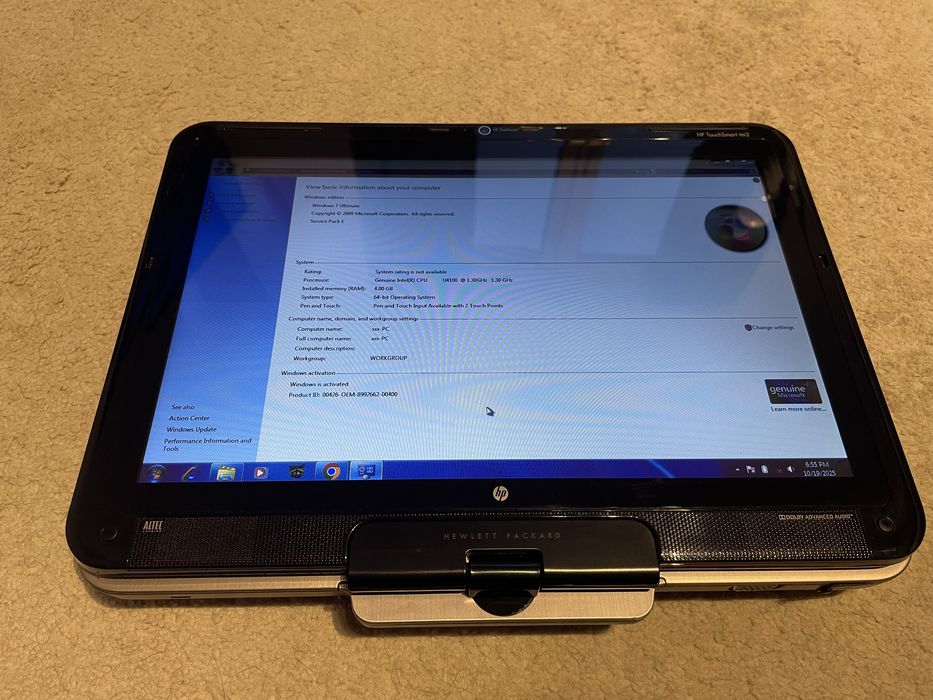 Laptop HP Touchsmart TM2 ecran rotativ touch Intel U4100 4gb ram 160gb