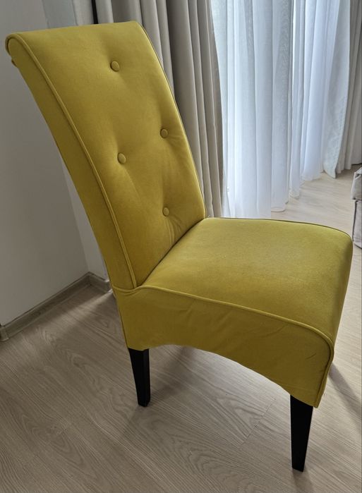 Scaun modern, tapițat, galben muștar – stare foarte  bună-4buc