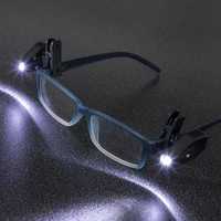Cleme LED pentru ochelari, 360º, ABS, Negru, 2 bucati