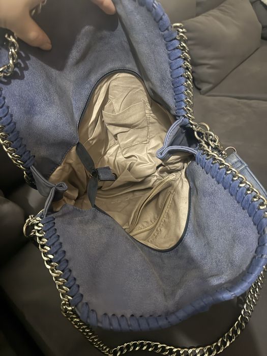 Geanta dama albastra cu lanturi