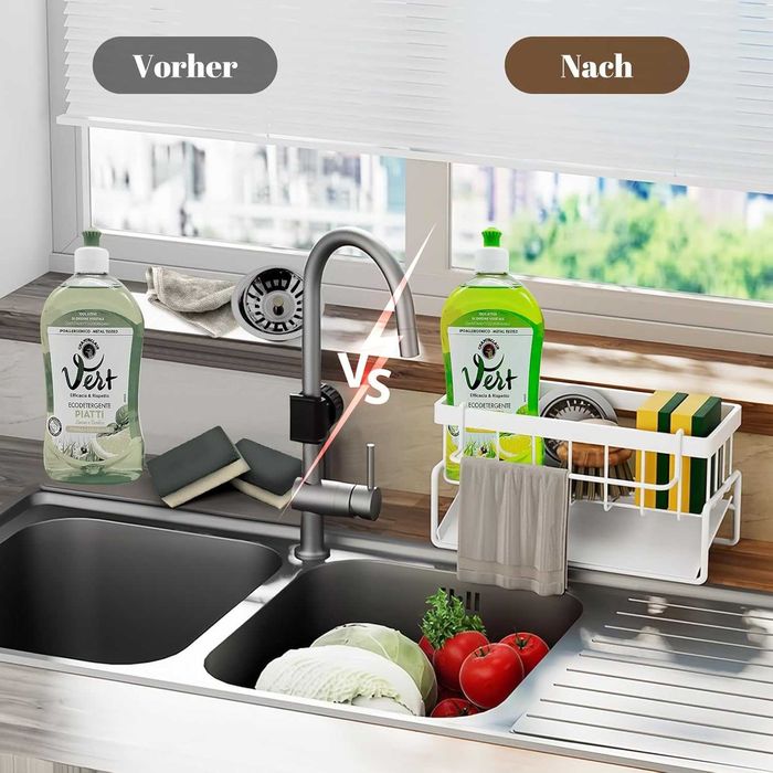 НОВ! Кухненски органайзер за мивка – с отцедник и куки