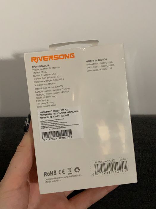 Casti In-Ear Riversong Air Mini Light, Bluetooth, Alb