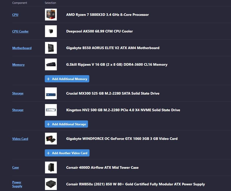 Gaming PC 5800x3d 16Gb 1TB SSD