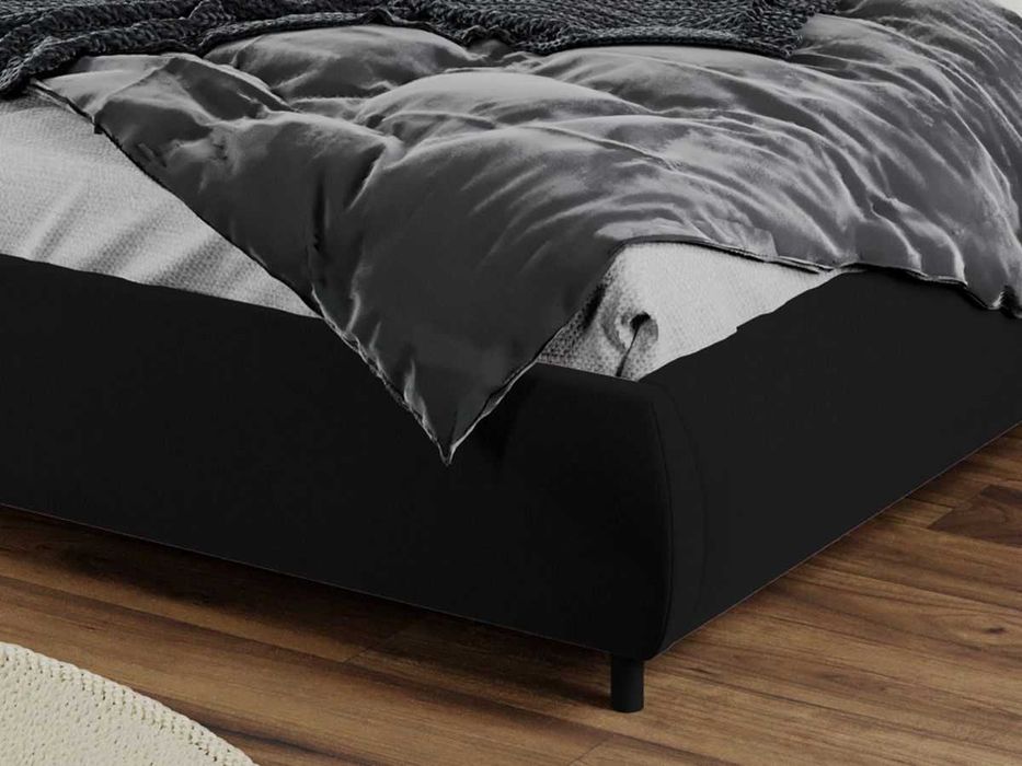 Pat Tapitat Leo Negru Velluto 20 cu tablie semirotunda rabatabil