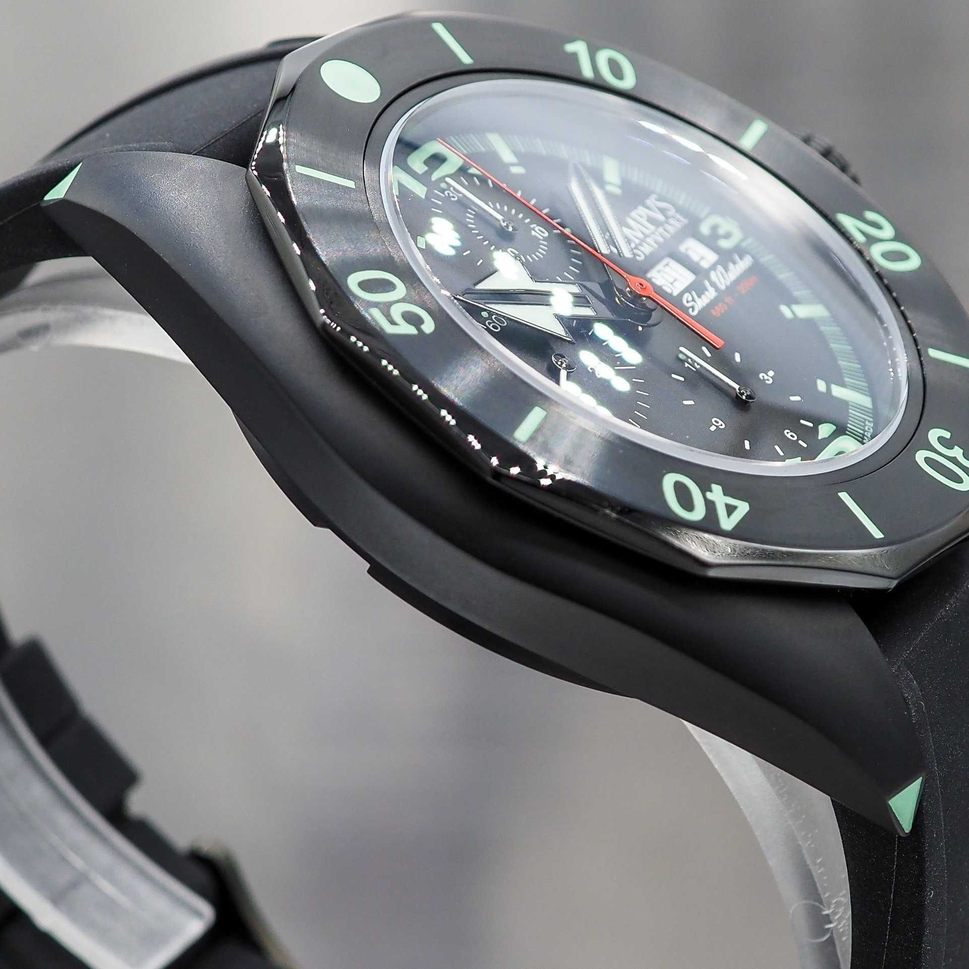 НОВ -  TEMPVS COMPVTARE  The Shark Watcher Black 47 mm - 20 atm