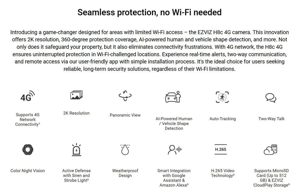 Ezviz H8c 4G 3MP (WIFI siz Sim kartada kamera | камера наблюдения