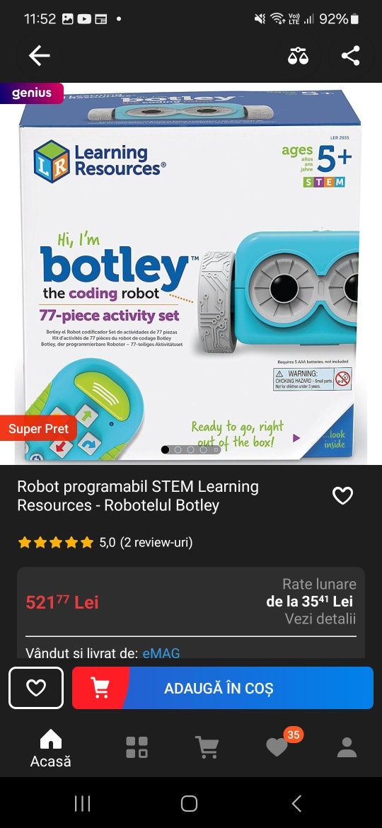 Botley Robot programabil STEM Learning Resources + 1 set accesorii