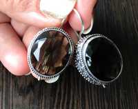 Cercei Argint Vintage cu Pietre Semipretioase Smokey Quartz