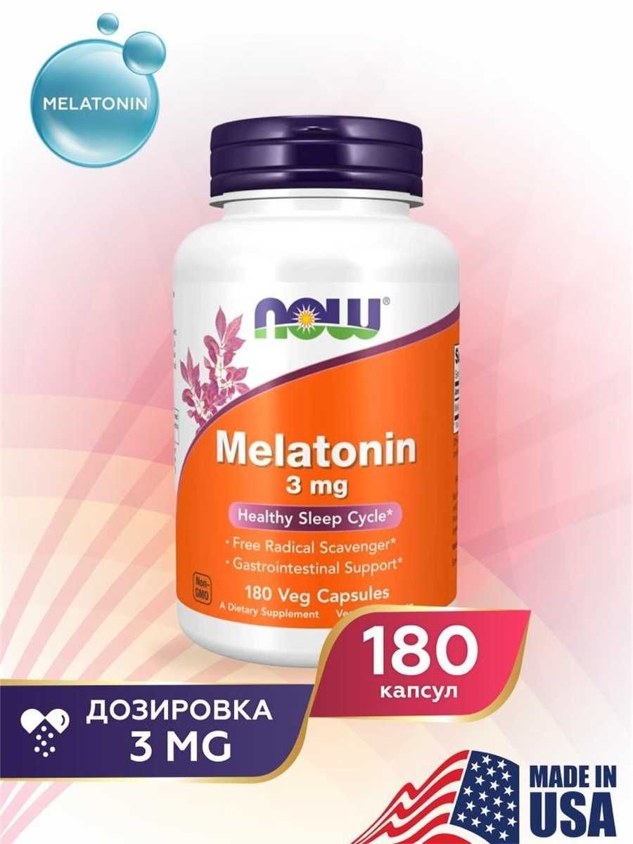 Мелатонин Now Foods, Melatonin, 3мг, 180 капсул