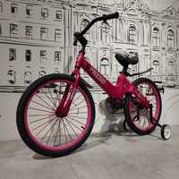 Розовый Детский велосипед "Prego". 20" колеса. С боковыми колесами.