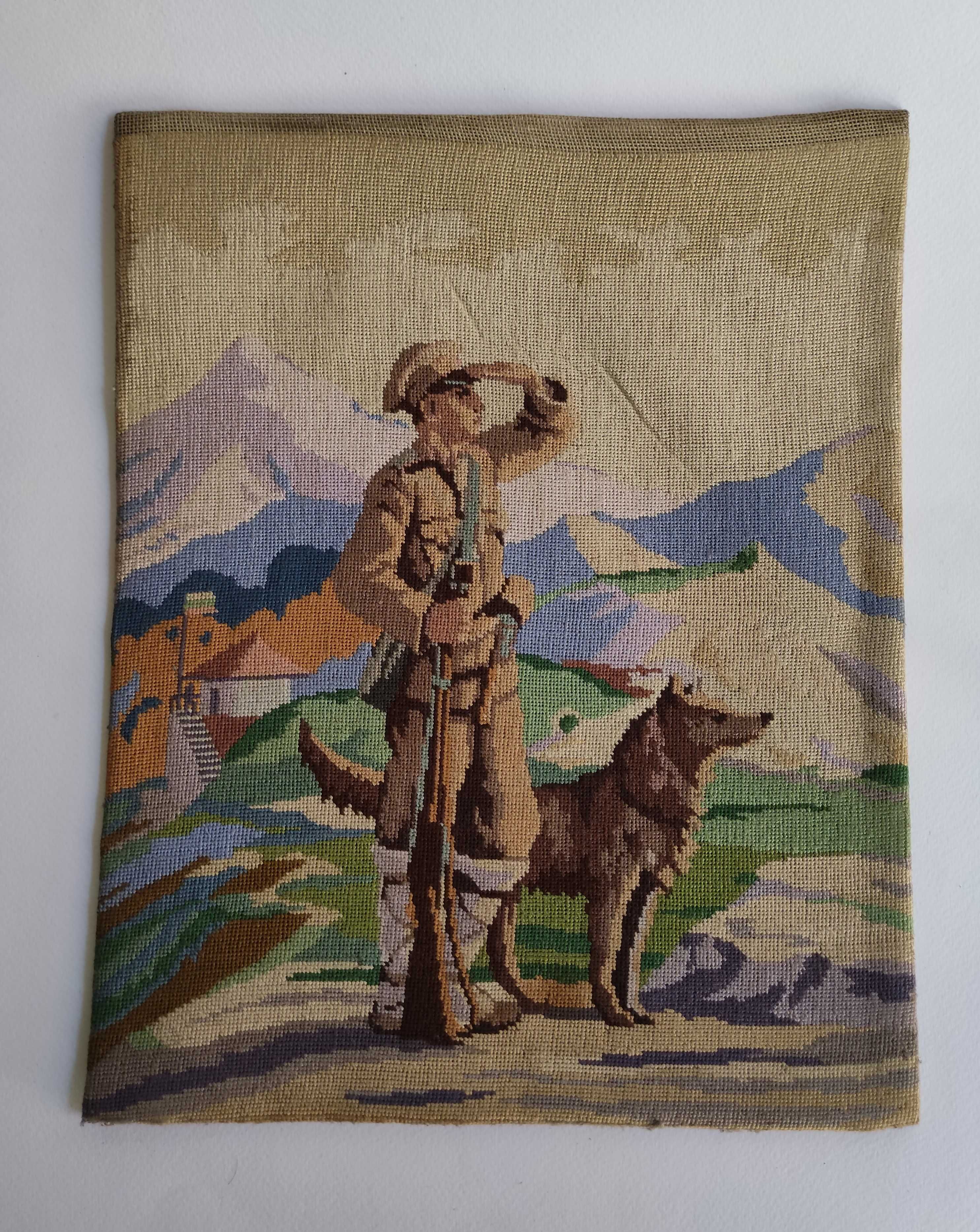 ВСВ-български царски военен гоблен - български войник и куче