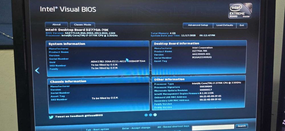 Kit Intel DZ77GA-70K Z77 + i7 3770K + Cooler Dell