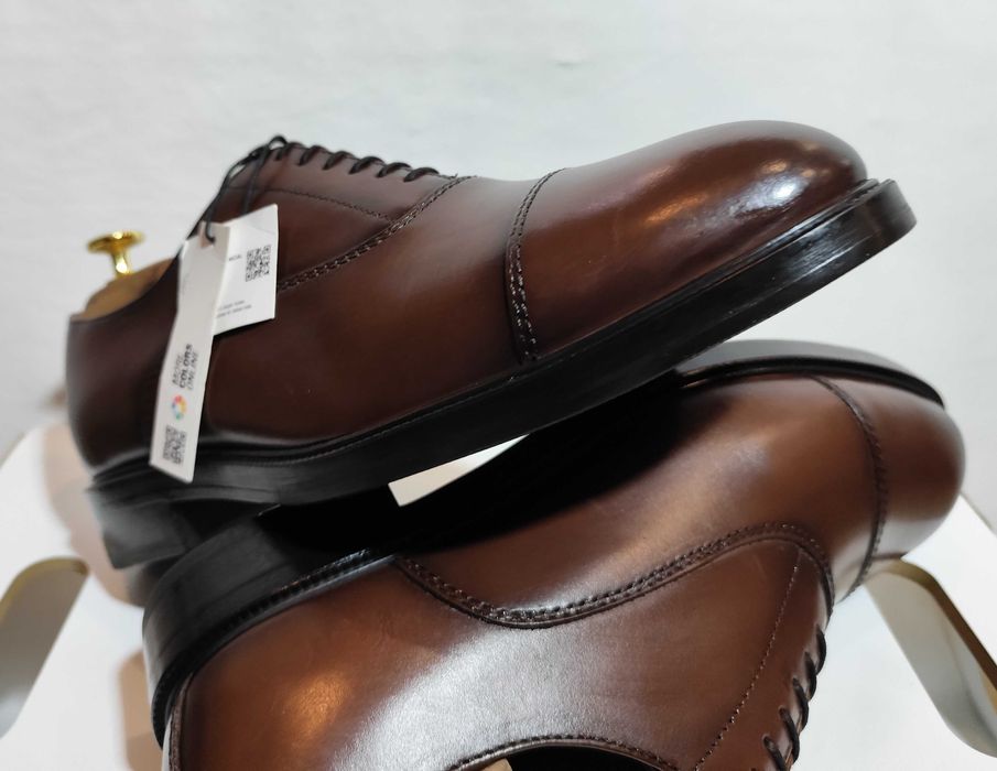 Pantofi oxford 43 43.5 cap toe ZARA NOI piele naturala moale maro