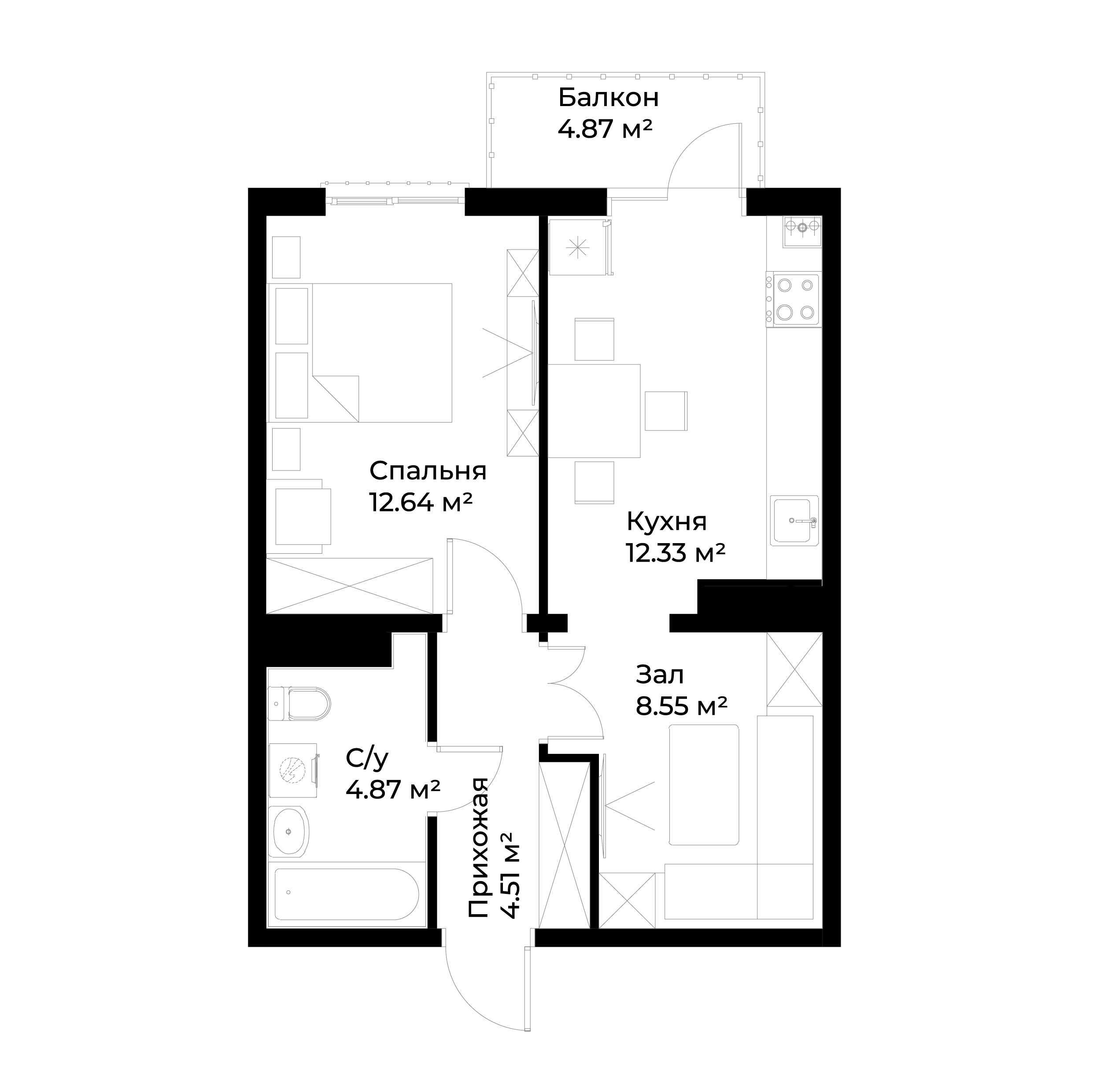 1-xonali xonadonlar | 1-комн. квартиры ЖК Assalom Havo - Golden House