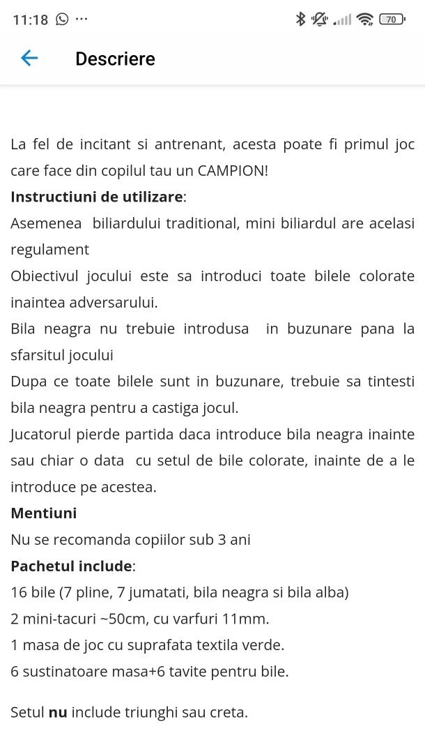 Masa de biliard joc pentru copii