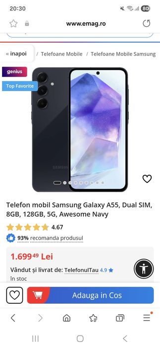 Urgent Samsung A55 5G 2024 8/128GB Memorie CA NOU!