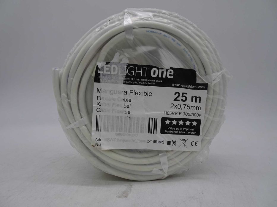 Cablu H05VV-F cu manșon de 3 x 0,75 mm - 25 m (alb)