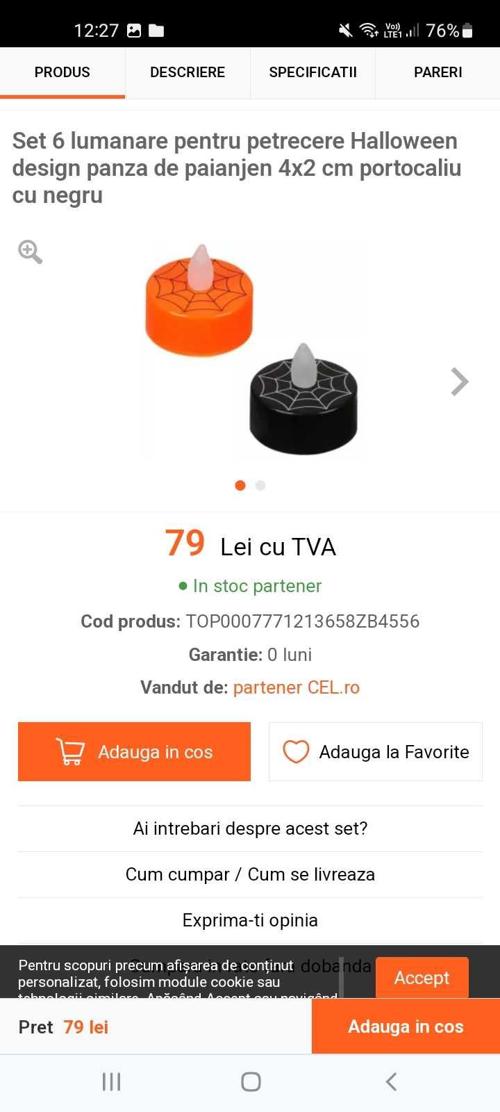 Set 2 lumanari halloween cu led