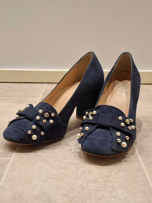 Pantofi cu toc, din piele intoarsa, Benvenuti, nr. 37