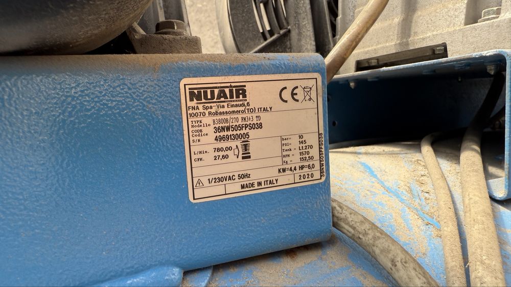 Compresor aer 270 litri, 2 motoare, 6 cai putere, NUAIR Italia