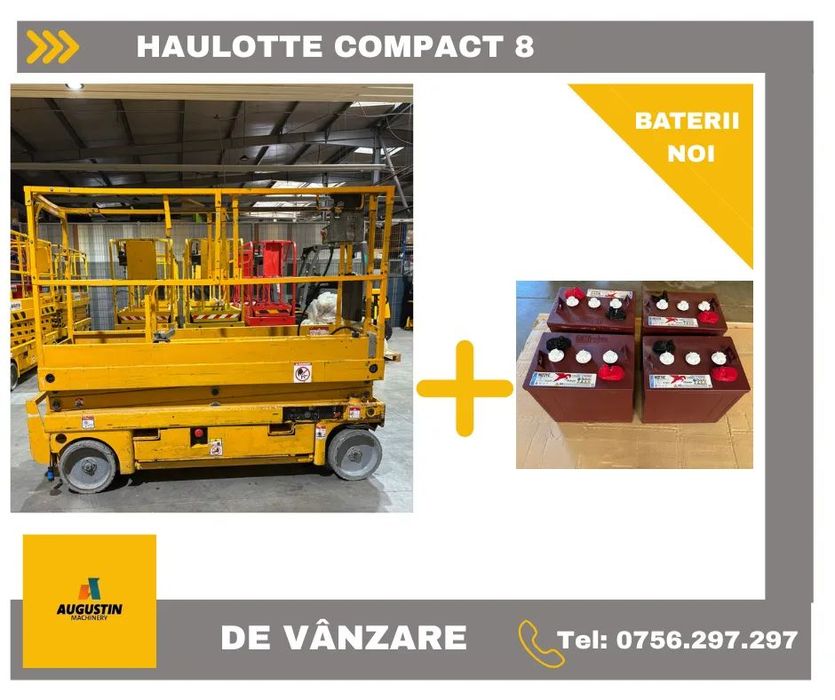 Haulotte Compact8 - 8m baterii noi  (A140) Nacela tip foarfeca 8m electrica, baterii noi