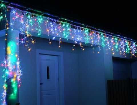Коледни външни лампички LED завеса 3.5м х 30-50-70см падащи висулки