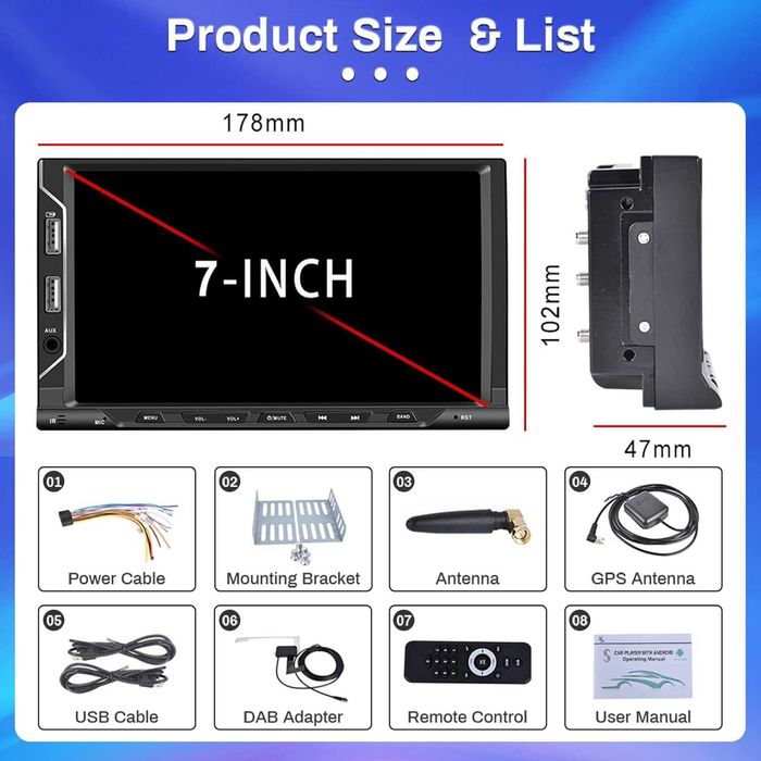 Hikity DAB+ Android 13 двоен DIN авто радио с навигация 7"