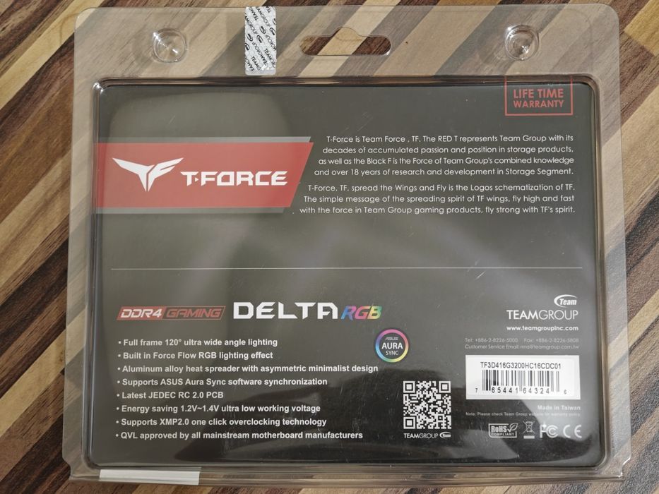 16GB RAM (2x8GB) DDR4 3200 MT/s TeamGroup T-Force Delta RGB