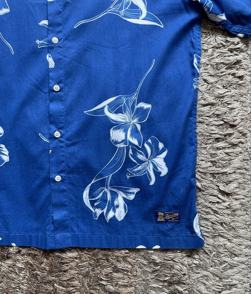 Camasa Superdry Hawaiian/inflorata/flori albastru