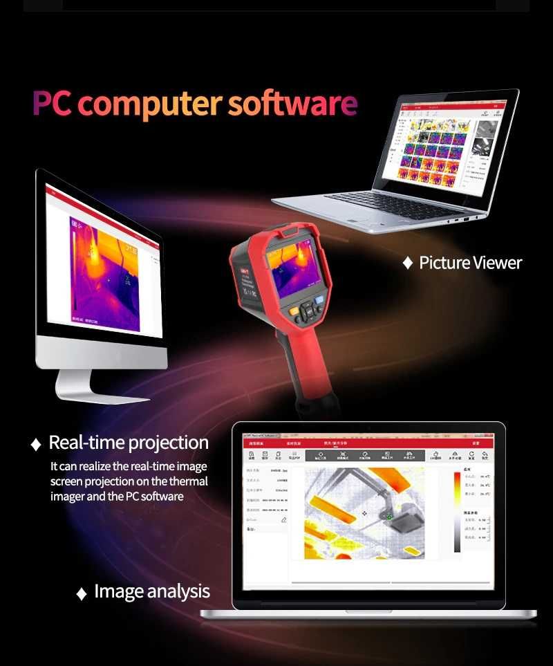 Професионална термокамера UTI260E инфраред  термометър температура чер