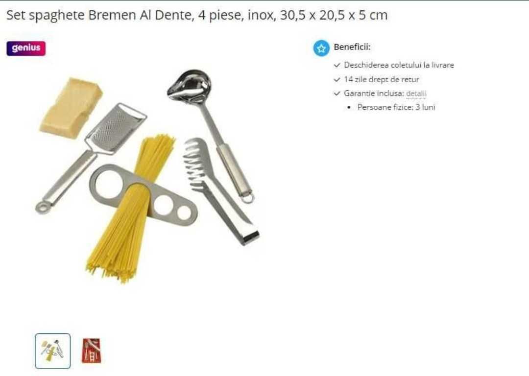 Vand set spaghete Bremen Al Dente, 4 piese, inox