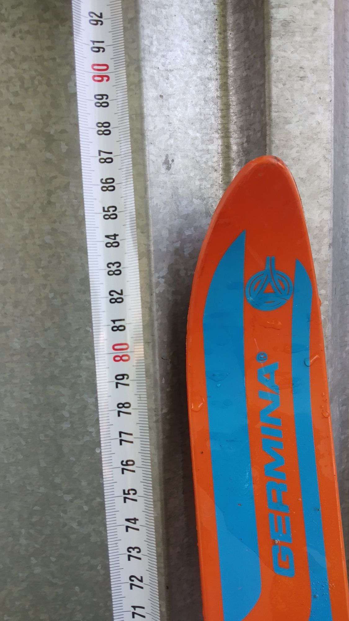 Ретро детски Германски ски комплект с щеки 87см