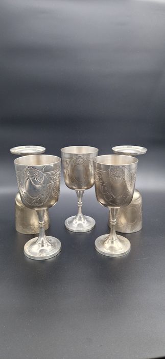 Set 5 pahare/cupe placate cu argint, EPNS gravate – vintage
