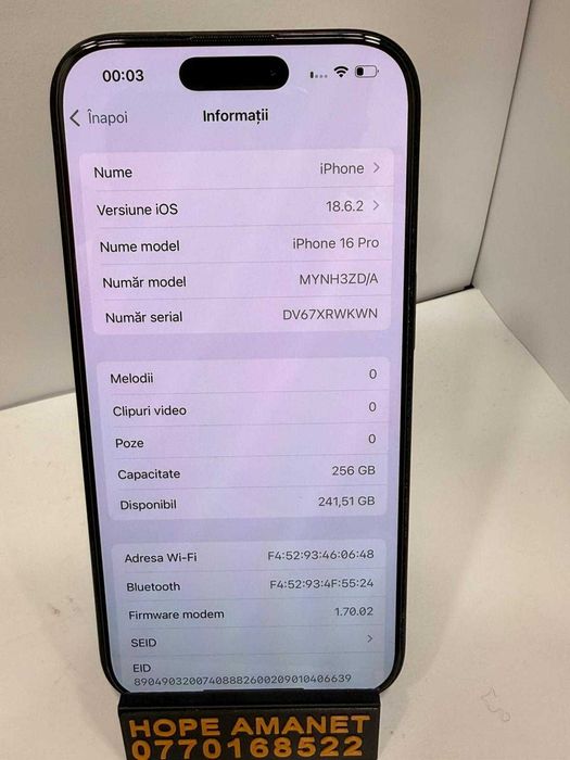 Hope Amanet P1 /Iphone 16 Pro 256Gb #36785