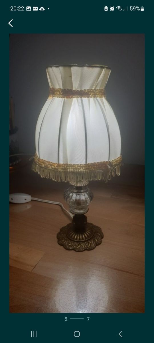 Lampa veioza vintage colectie bronz masiv sticla Belgia 1940