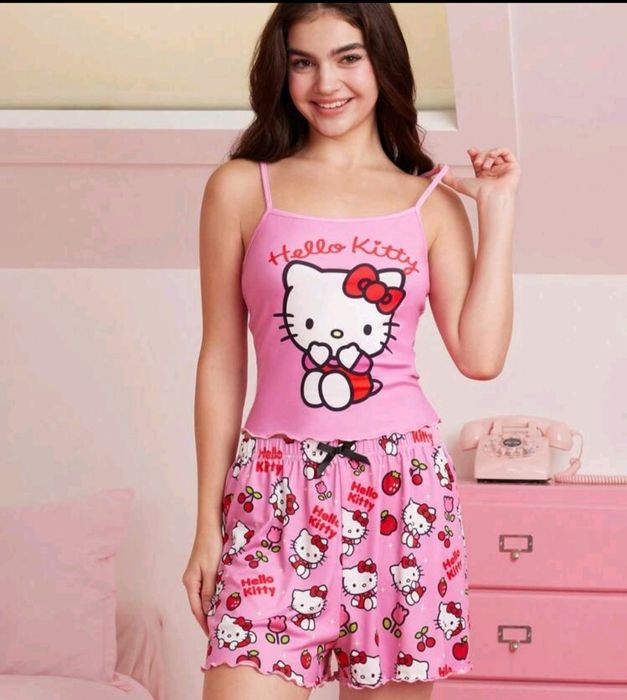 Pijama sanrio hello kitty kuromi my melody pantaloni scurti maieu