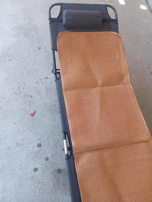 Сгъваем шезлонг,  сив, 172.5x55.5 см, с регулируема облега