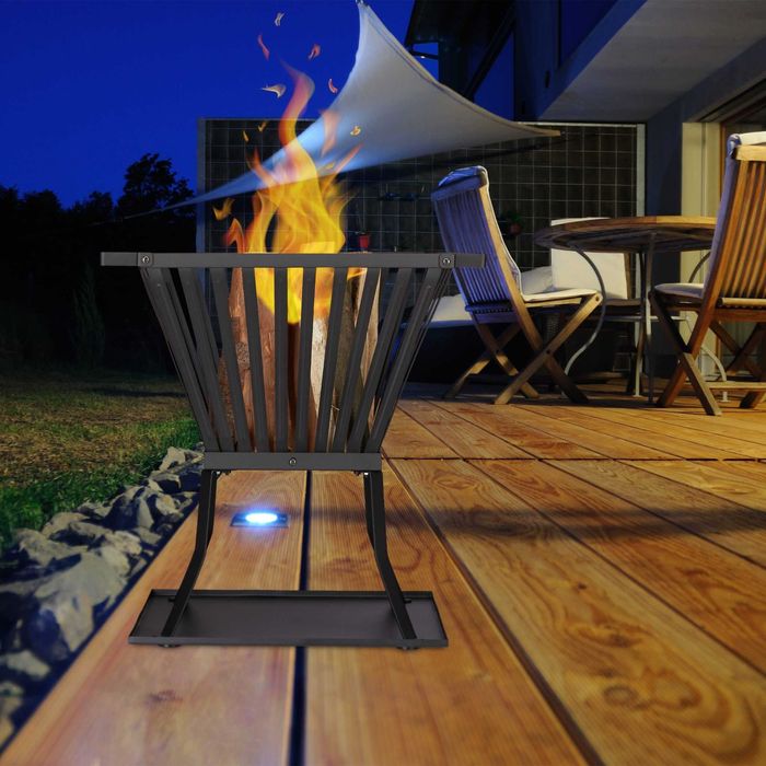 Vatra de foc cu vatrai si suport protectie design modern otel 56x45 cm